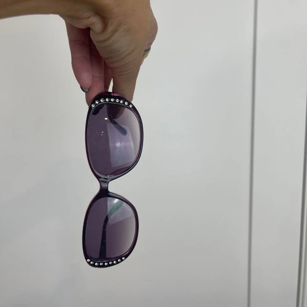 Piranha Rhinestone Burgundy Purple Sunglasses Y2K